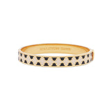 Agama Black, Cream & Gold Plated Hinged Bangle 1cm