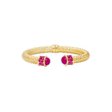 Minoan Pink Tourmaline & Gold Plated Hinged Torque Bangle