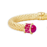 Minoan Pink Tourmaline & Gold Plated Hinged Torque Bangle