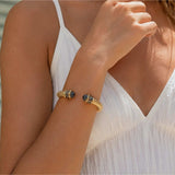 Minoan Black & Gold Plated Hinged Torque Bangle