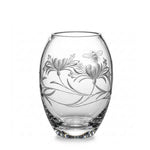 Royal Scot Crystal Bee & Honeysuckle Small Crystal Barrel Vase; 6 inches