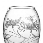 Royal Scot Crystal Bee & Honeysuckle Small Crystal Barrel Vase; 6 inches
