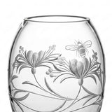 Royal Scot Crystal Bee & Honeysuckle Small Crystal Barrel Vase; 6 inches