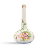 20th Century Hand Painted Lily Pad And Butterfly Vase