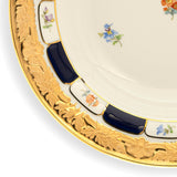 B-Form Royal Blue Gold Bronze Strewn Flowers Soup Plate