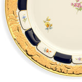 B-Form Royal Blue Gold Bronze Strewn Flowers Side Plate