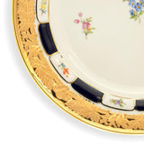 B-Form Royal Blue Gold Bronze Strewn Flowers Dinner Plate