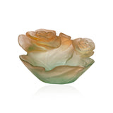 Green & Orange Rose Small Crystal Bowl