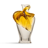 Amber Leaf Crystal Vase