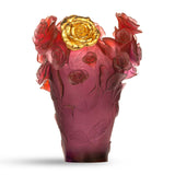 Rose Passion Red Purple Crystal Vase With Gold Gilded Flower