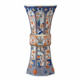 de Gournay Japanese Imari octagonal trumpet vase in blue, red and gold
