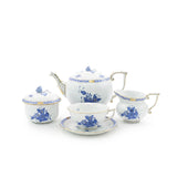 Apponyi Blue 15 Piece Tea Set Hand Painted 24K Gold Accents