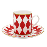 Parterre - Coffee Cup & Saucer Set x 6 - Red (D)