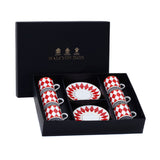Parterre - Coffee Cup & Saucer Set x 6 - Red (D)