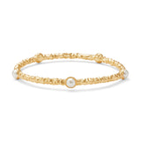 Cabochon Pearl Gold Bangle