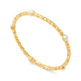 Cabochon Pearl Gold Bangle