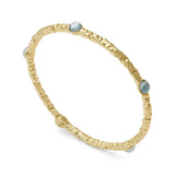 Cabochon Aquamarine Jewel Gold Bangle