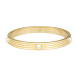 Ribbed Cabochon Pearl & Gold - Bangle