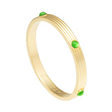 Ribbed Cabochon Emerald & Gold - Bangle