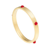 Ribbed Cabochon Ruby & Gold - Bangle