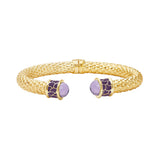 Minoan - Amethyst Jewel - Gold - Hinged Torque Bangle