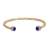 Hammered Deep Cobalt & Gold Torque Bangle