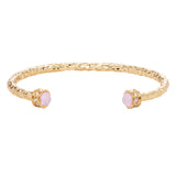 Hammered Rose Quartz & Gold Torque Bangle