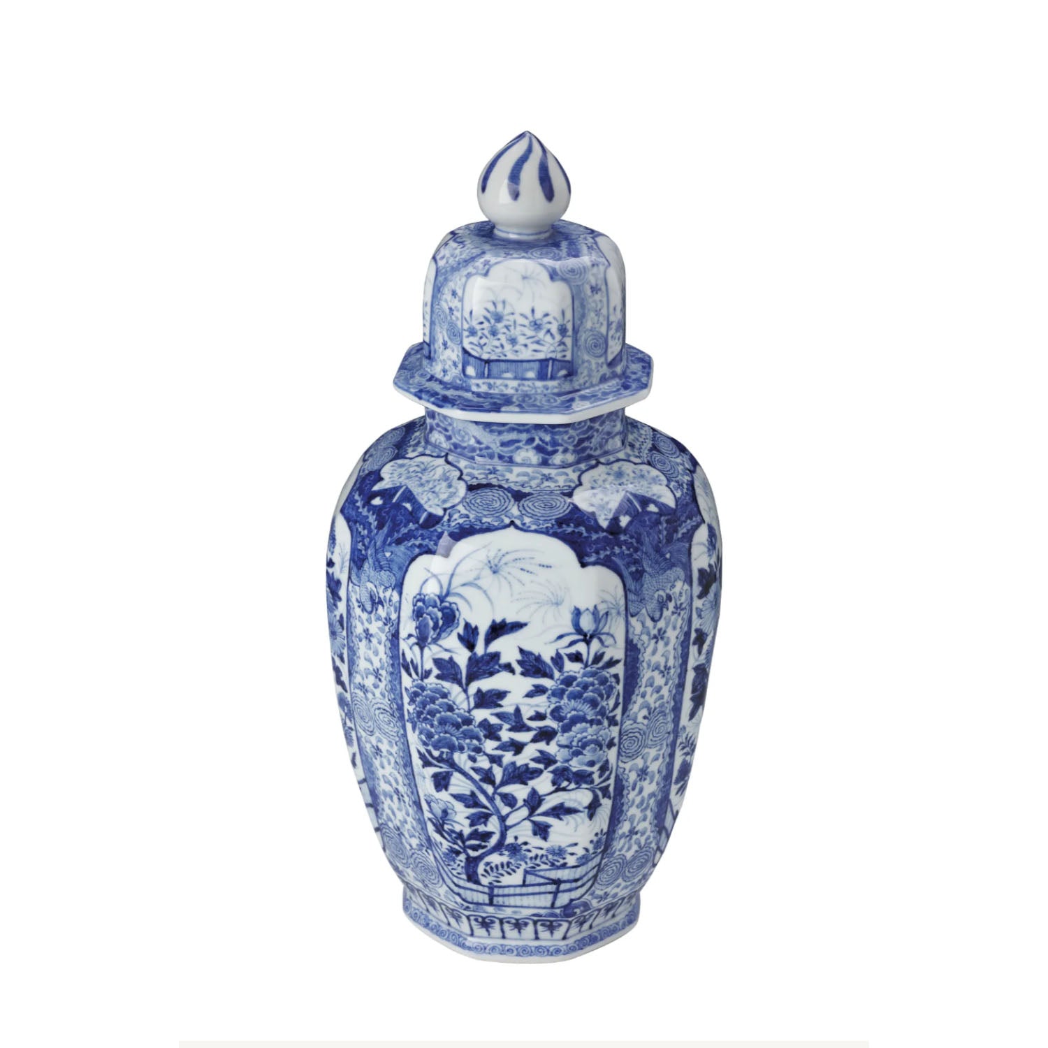 de Gournay blue and white Arita octagonal lidded mei ping jar