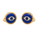 Evil Eye Cobalt Round Gold Cufflinks