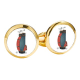 1920's Golf Bag Round Gold Cufflinks