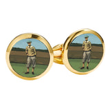 1920's Golfer Round Gold Cufflinks