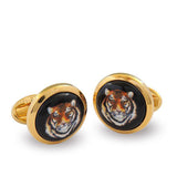 MW Tiger Head Round Gold Cufflinks