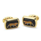 MW Tiger Black Rectangular Gold Cufflinks