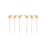 Small Gold Coloured Elephant Cocktail Pick Set