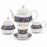 Stewart Platinum, Gold & Blue 15 Pc Tea Set for 6