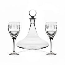 Trafalgar Decanter & Zelda Wine Glasses - two wine glasses on a white background. 