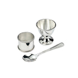 Beaded Silver Plated Egg Cup, Napkin Ring and Spoon Childs Set