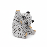 Playful Panda Figurine Hand Painted 24K Gold Accents