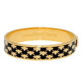 Bee Sparkle Trellis - Black - Gold - Hinged Bangle - 13mm