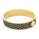 Honeycomb Black & Gold - Hinged Bangle - 13mm