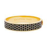 Honeycomb Black & Gold - Hinged Bangle - 13mm