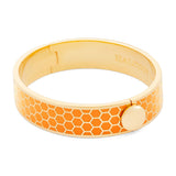 Honeycomb Orange & Gold - Hinged Bangle - 13mm