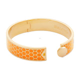 Honeycomb Orange & Gold - Hinged Bangle - 13mm