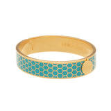 Honeycomb Turquoise & Gold - Hinged Bangle - 13mm