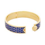 Honeycomb Deep Cobalt & Gold - Hinged Bangle -13mm