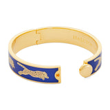 Leopard Deep Cobalt & Gold - Hinged Bangle - 13mm