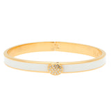 Skinny Plain Pave Button Cream & Gold - Hinged Bangle - 6mm