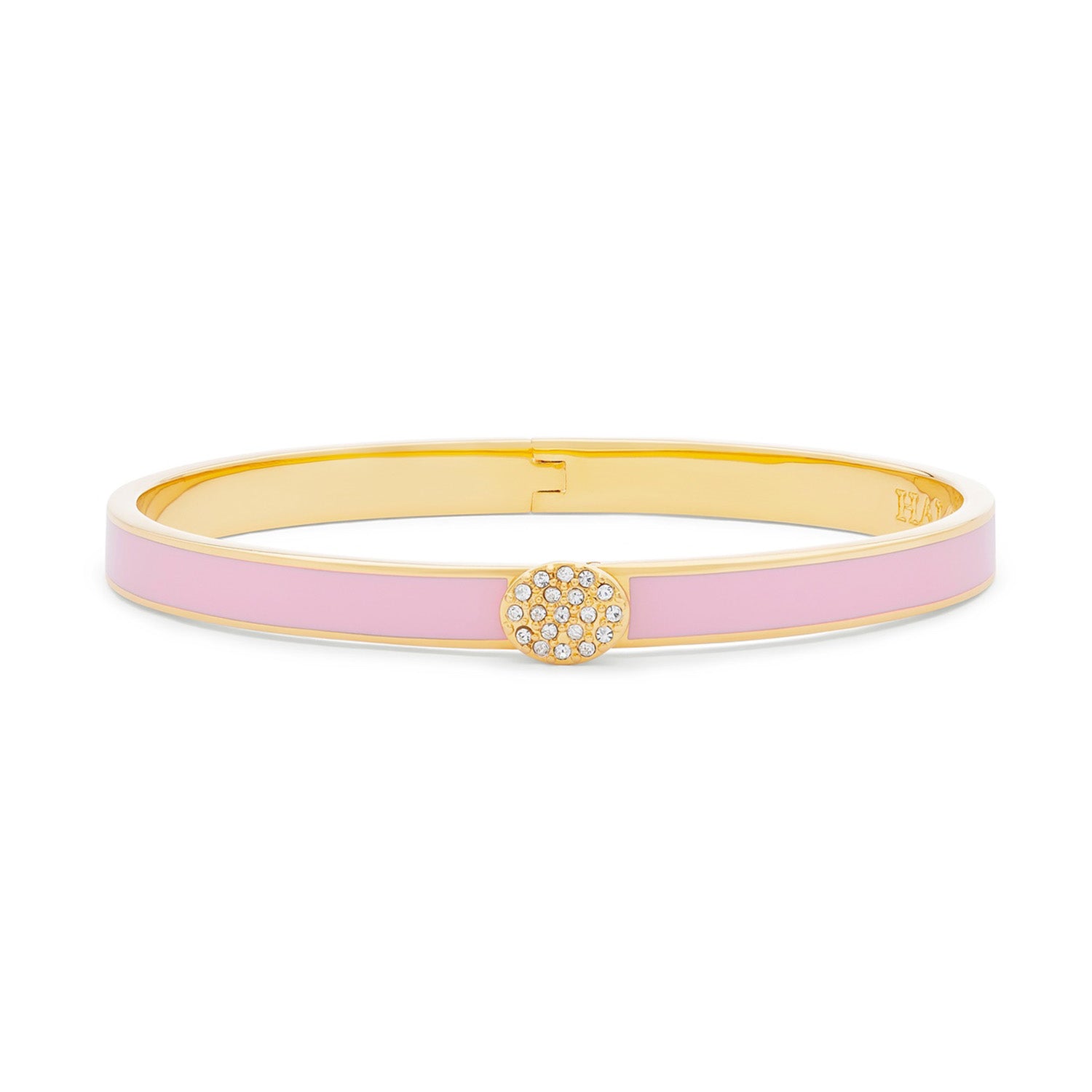 Spring Button Bangle Pink Pave Button Gold Hinged Bangle | Halcyon Days – Thomas Goode India ...