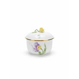 Purple Parrot Tulip Sugar Pot Hand Painted 24K Gold Accents