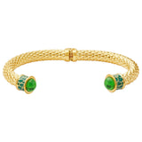 Minoan Emerald Jewel Golden Hinged Torque Bangle
